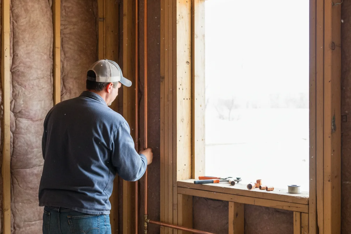 Licensed plumber running new copper supply lines in a Highland Park home