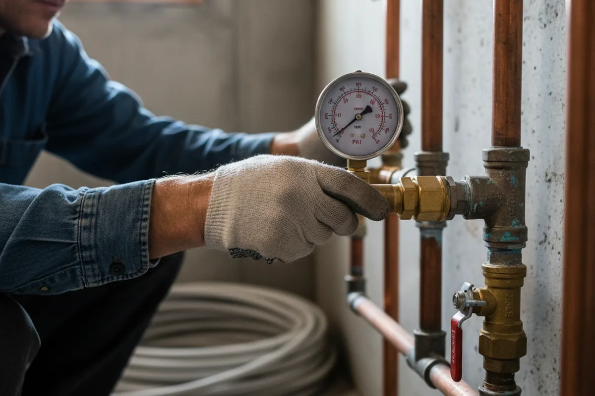 Pressure testing a repaired line during Water Line Repair in Highland Park