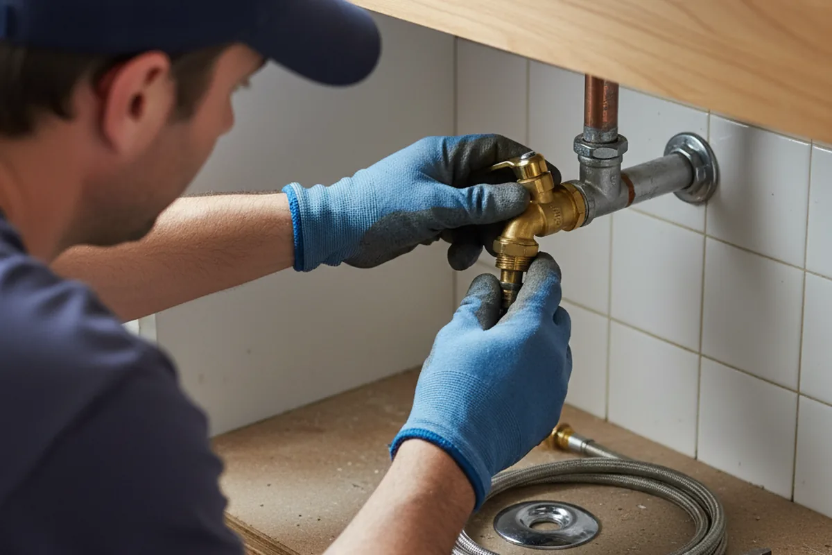 Shutoff valve and fitting work during Burst Pipe Repair in Highland Park